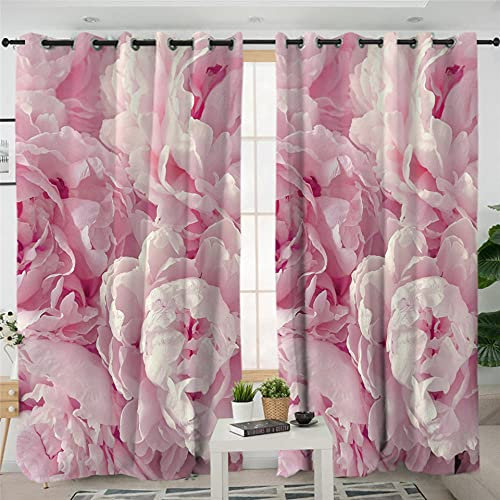 ZAHHYG Rideau Occultant Rose Rose Clair Rideaux Salon Rideau Thermique Isolant Polyester Imprime Chambre Adultes Moderne Rideau Occultant à œillets Lot de 2（2x75x166 cm）