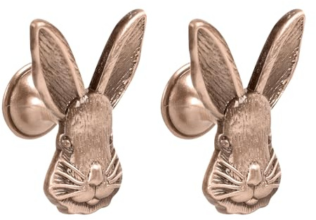 WINOMO 2pcs Bunny Door Knob Iron Rabbit Dresser Knobs Antique Drawer Knob Vintage Cabinet Kitchen Wardrobe Door Pulls Handles for Home Kitchen Decoration Ornament Red