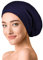 OLESILK Seide & Baumwolle Slouch Beanie Mütze Schlafhaube Seide Chemo Kopfbedeckung dünne leichte weiche Laufmütze Strickmütze Unisex Jersey Sommermütze verstellbar für Damen & Herren, Marineblau