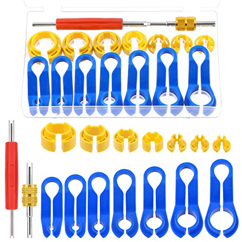 Glarks 16Pcs Fuel Line Disconnect Removal Tool Set Compatible with Most Ford/GM/Chrysler/Mazda Includes 1/4 5/16 3/8 1/2 5/8 3/4 7/8 Inch Master Quick Disconnect Tool