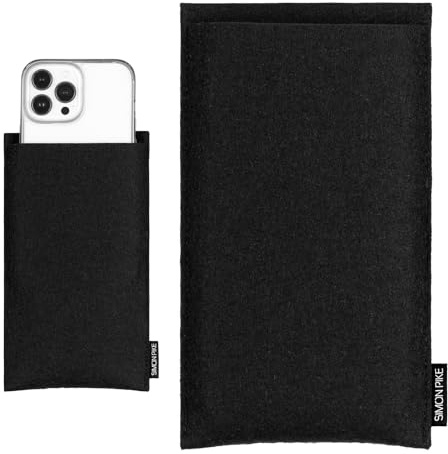 SimonPike Handyhülle passend für Apple iPhone 14 | 13 | 12 (Gr. G) | Boston schwarz Filztasche aus Wollfilz Handy/Smartphone Tasche