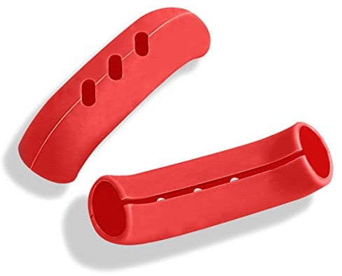 2Pcs Silicone Assist Grip Holder, Cast Iron Skillet Handle Covers Heat Resistant, Non Slip Pot Grip Sleeve, Hot Handle Holder Wok for Frying Pans Griddles, 3'' (Red)