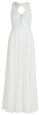 Vera Mont Damen Abendkleid mit Pailletten 48, Rohweiß