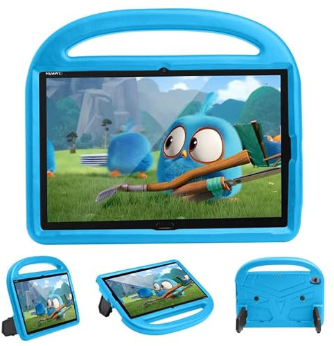 Kinderhülle für Huawei Mediapad M6 2019/M5 10,8 Zoll, Tablet-Hülle kinderfreundlich, leicht, Griff mit Ständer, weicher EVA-Schaum, stoßfeste Schutzhülle, Blau
