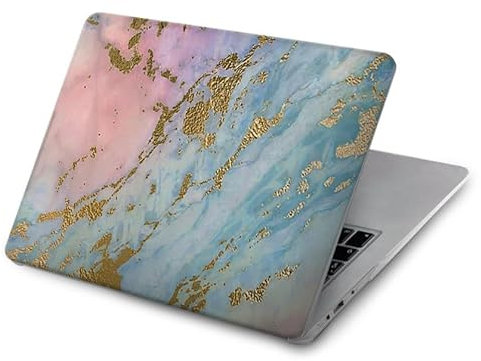 Rose Gold Blue Pastel Marble Graphic Printed Etui Coque Housse pour MacBook Air 15 (2023,2024,2025) - A2941, A3114, 3241