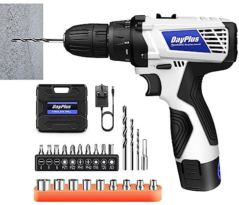 Trapani Elettrici Senza Fili, Trapani Elettrici Trapani Combinati Trapano a Batteria Portatile con 2 Velocità Variabili 0-400/1400 giri/min, Luce LED, Cacciavite Elettrico Leggero