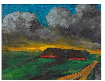 JZSDGB Marschhof von Emil Nolde Giclée-Leinwanddruck Berühmte Bild auf Leinwand Wandkunst Leinwandbilder für die Wanddekoration 60x80cm(24x31in) Rahmenlos