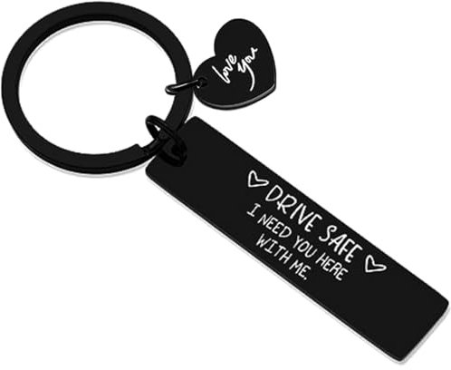 Tecreo Drive Safe Schlüsselanhänger I Love You Schlüsselanhänger Freund Ehemann Geschenk Fahrer Geburtstag Geschenke für Ihn Freund Ehemann Geschenke, Schwarz