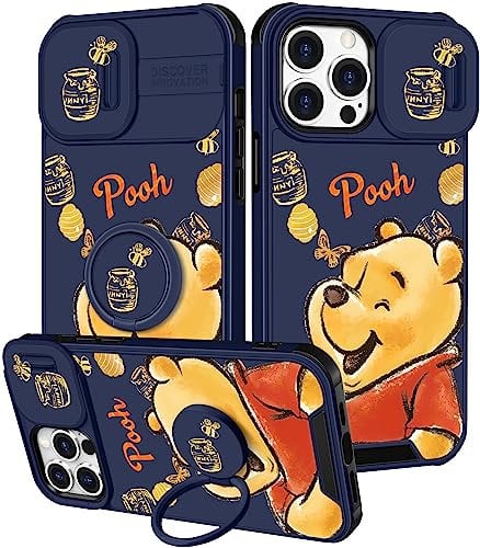 Qerrassa iPhone 15 Pro Max Case - Cute Cartoon, Funny Cool Case with Camera Cover & Ring Holder, Blue