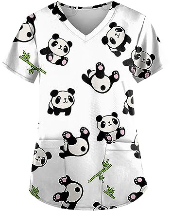 Arbeitskleidung Pflege Damen Berufsbekleidung Kasack Weihnachtspullover Lustig Berufskleidung (4-White, L)