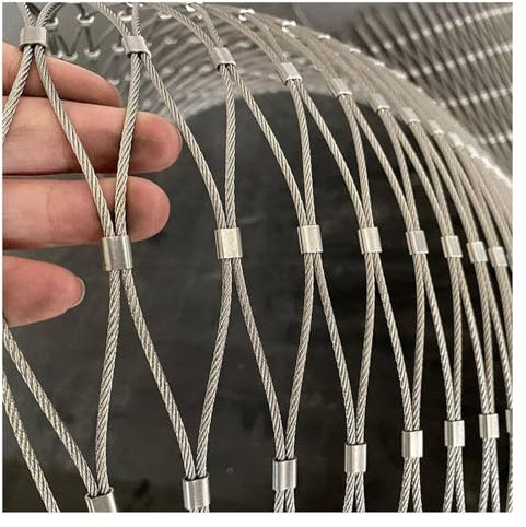 DTVEW 304 Malla de Cuerda de Acero Inoxidable, Malla Metálica Tejida Valla de Jardín Red de Protección, Cerca Anticaída de Gran Altitud(10cm/1.5mm,1.5x3m/4.9x9.8ft)