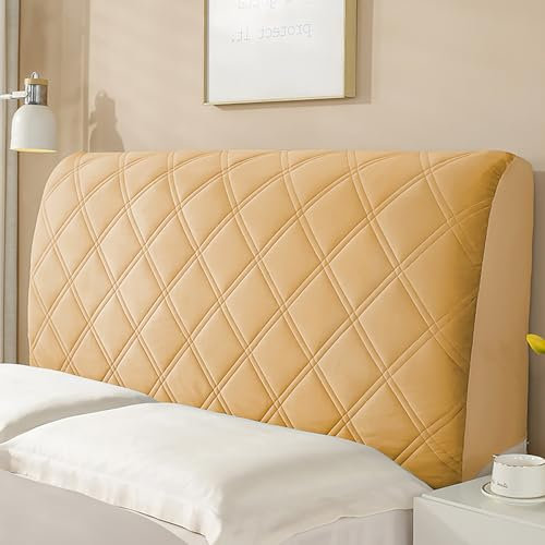 PRELGOSP Bett Kopfteil Bezug, Stretch Bettkopfteil Hussen, All-Inclusive Kopfteilbezug Staubdicht Abdeckung für Gepolsterte Schlafzimmer Kopfteil,Braun,160cm