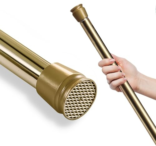 Tinycurtains Tringle télescopique extensible sans perçage pour rideau de douche - Tringle de serrage - Doré - 55-90 cm