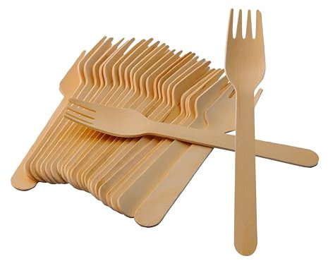 DETERMONDO 216 pz Forchette Usa e getta Posate usa e getta in Legno Biodegradabili Compostabili Misura 16,5 cm Divise in 9 Confezioni da 24 Pezzi Cadauna