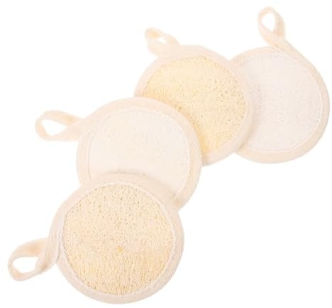 WOONEKY Gesichtspeeling Pads für Sanfte Peeling Reinigung aus Baumwoll Leinen 4 Stück Tragbarer Gesichtsschwamm für Frauen zur Hautpflege und Tägliche Anwendung