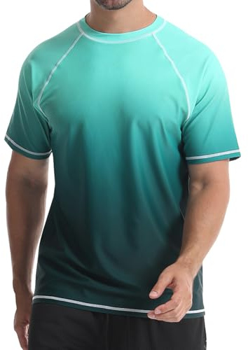 Danfiki UV Shirt Herren T-Shirts Rashguard Badeshirts Rash Vest Kurzärmeliges Wassersurf-Shirt Schnell Trocknendes Beach UPF 50+ Sonnenschutz