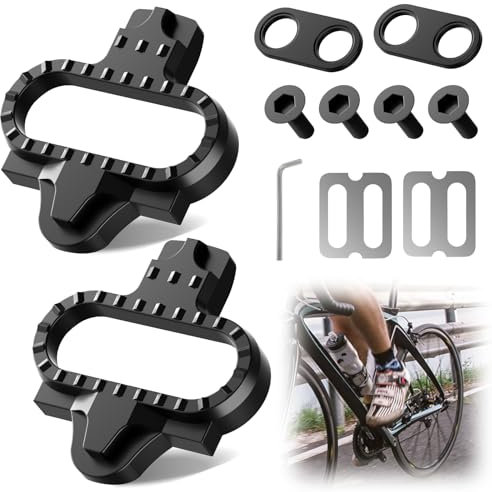 Bike Cleats, SPD Compatible Bike Pedal Cleats, Bicycle Shoe Plate Set, MTB Cleat Suitable for Men and Women Cycling, Bicycle Cleat Set with Allen Key Screw Bolts, for Mountain Bike and Indoor Cycling