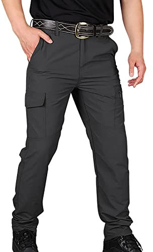 Men's Outdoor Hiking Trousers, Casual Tactical Cargo Pants, Workwear Trousers with Multi Pockets, Quick Dry Lightweight Climbing Fishing Camping Softshell Pants,Waterproof Sports Outdoor Pants Black
