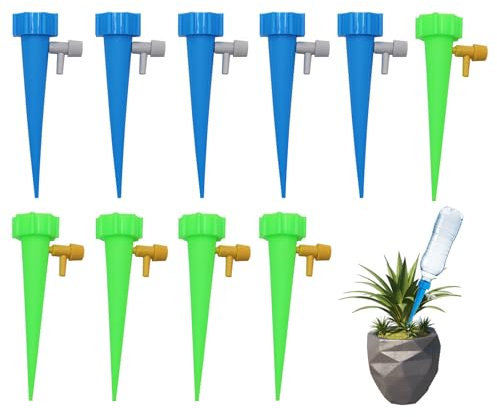 DHWEKU Sistema de riego para plantas de interior, jardín,10 unidades, riego automático, plantas de interior, vacaciones, plantas, picos de riego, ajustables para flores, verduras en interiores y