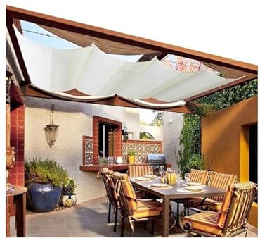 Baldacchino a vela retrattile impermeabile per casa in vetro, giardino, pergola, con filo scorrevole, dimensioni personalizzate (3 x 4 m)