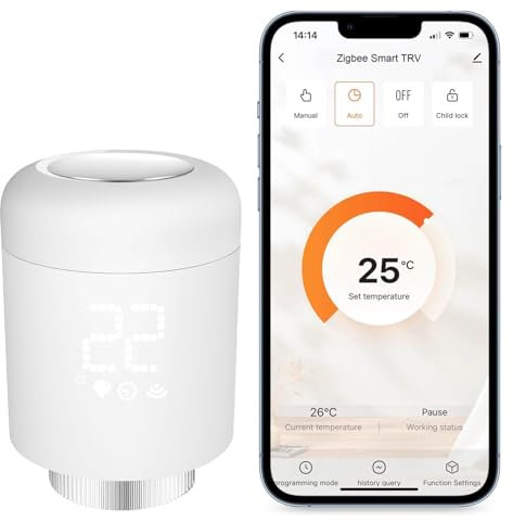 Zigbee Thermostat Heizung,Smart Heizkörperthermostat, Programmierbar Heizungsthermostat Unterstützen Alexa, Google Home Sprachsteuerung und Smart Life App Fernbedienung (2.4GHz-WLAN)