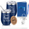 Sinmoe Set de 5 Cadeau d'Anniversaire pour Papa Bester Papa der Welt Tasse Isotherme Porte-Clés Père avec Inscription Carte de Vœux Stylo à Bille sous-Verres en Liège Cadeau pour Fête des Pères Noël