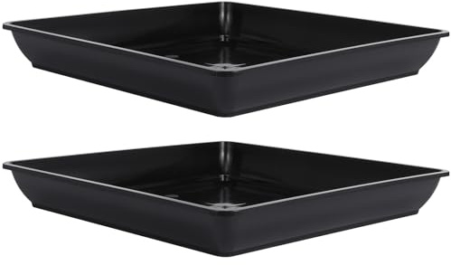 TINEASUR Soucoupes pour Plantes en Pot 2 Pièces en PP Noir, Drainage | Usage Intérieur et Extérieur, Limite les Débordements D’eau, Garde le Sol Propre, Lot Pratique