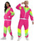 Seawhisper 80er Jahre Outfit Herren Damen 90er Kostüm Kleidung Jogginganzug Trainingsanzug Damen Rosenrot S