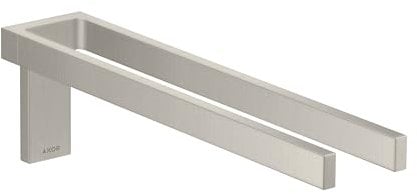 hansgrohe AXOR Universal Rectangular Handtuchhalter, Metall, doppelt, fest, Länge 380mm, 42622800, Farbe: Edelstahl Optic
