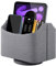 XNONE Pu Leather Remote Control Holder with 5 Compartments,360 Degrees Rotatable Desktop Supply Organizer for Pen,TV Control,Phone,Mini IPad Notebook,Eyeglasses,Makeup Brush Storage Box (Grey)