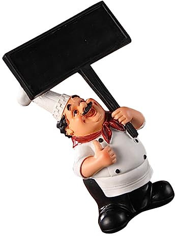 Cabilock Adornos De Chef En Resina Decoración De Mesa De Bar Vajilla con Letrero De Bienvenida