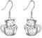ONEFINITY Cat Earrings for Women 925 Sterling Silver Teacup Dangle Earrings Cat Jewellery Gift for Cats lover