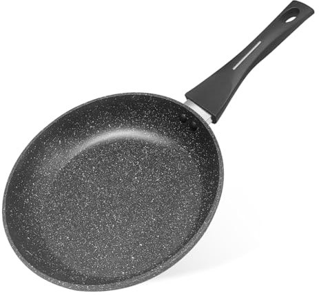 Sartén Antiadherente de Piedra, Sartén con Revestimiento Particulas de Piedra, Fondo Full Induction, Apta para Todo Tipo de Cocinas, Incluida Inducción y Puede Lavavajillas, Negro (Ø 26 cm)