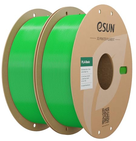eSUN PLA Basic Filament 1.75mm, Grün, 2KG | PLA 3D Drucker Filament Maßgenauigkeit +/- 0.03mm, 1KG pro Spule, 2 Spulen 3D Druck 3D Filament