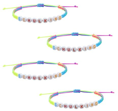 4 Stück Schulkind Armband Mädchen Junge,Einschulung Armbänder für Kinder | Schulanfang Friendship Bracelet Geschenke,Geschwister Schultag Kleine Klasse Kinderarmband Set für Schilkind Gastgeschenk