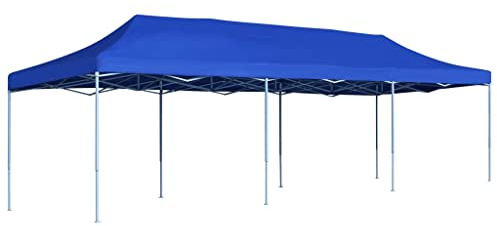 Popup Pavillon Gartenzelt, Faltzelt Pop-Up Partyzelt 3 x 9 m Blau für Hochzeit, Picknick, Markt