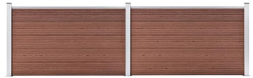 Clôture de jardin WPC 353 x 106 cm marron composite en bois et plastique - Brise-vue - Panneaux de clôture durables - Résistant aux intempéries - Pour jardin, terrasse, balcon - Montage facile