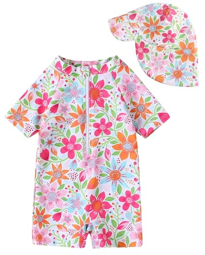 WYTbaby Badeanzug Baby Uv Kleidung Einteiler Kurzärmel Uv Schutzkleidung für Baby Junge Mit Sonnenhut