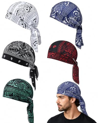 Lot de 5 Bandana Homme & Femme, Motif Paisley Bandana Cap