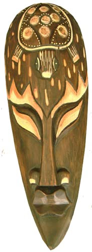 Maske bemalt 30 cm, Holz-Maske aus Bali, Wandmaske Schildkröte