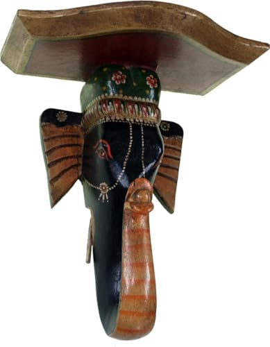 GURU SHOP Kleines Wandregal `Elefant`, Mehrfarbig, 28x25x16 cm