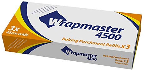Deli Supplies 3 x Rolls Refill Wrapmaster 4500 Baking Parchment Paper 50M x 45cm Great Value
