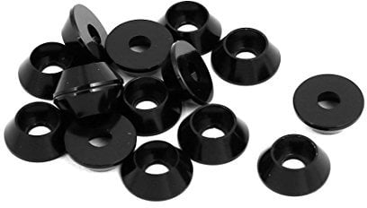 Sourcingmap M3 Aluminium Alloy Cone Shaped Round Cup Bumper Washer Black 15pcs