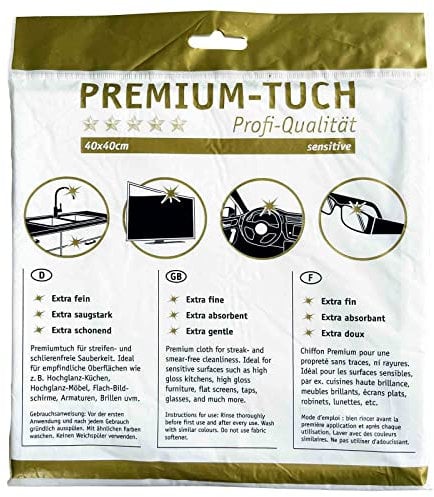 HOTREGA Premium-Tuch sensitive 40x40cm, Reinigungstuch, Poliertuch, Microfasertuch, saugstark