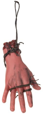 Horror-Shop Blutige Hand aus Latex mit Stacheldraht als krasse Leichenteil-Deko für Halloween