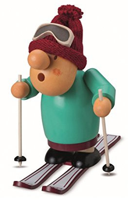 Müller Räuchermann Müllerchen auf Ski, 15 cm hoch, original Erzgebirge Seiffen