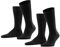 FALKE Happy Double Pack M So cotone tinta unita confezione di 2 paia, Calzini Uomo, Nero Black 3000, 39-42