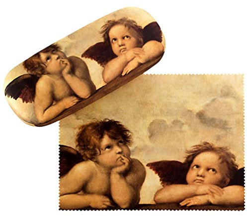 VON LILIENFELD Brillenetui Raffael Engel Kunst Motiv Etui Brille Mikrofaser Brillenputztuch Brillenbox Stabiles Hardcase Set mit Stoff bezogen