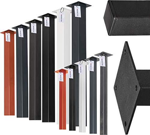 HOLZBRINK Pied de Table en Acier Profil Carré 80x80 mm, Hauteur: 90 cm, Noir Foncé, 1 pc, HLT-14A-J-90-9005