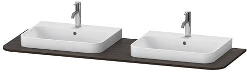 Duravit Consola Happy D.2 Plus HP032H, 1600x550 mm, 2 Agujeros, para Base de Lavabo HP4936, HP4946, HP4956, HP4964, HP4974, Color: Nogal Cepillado Chapa de Madera auténtica